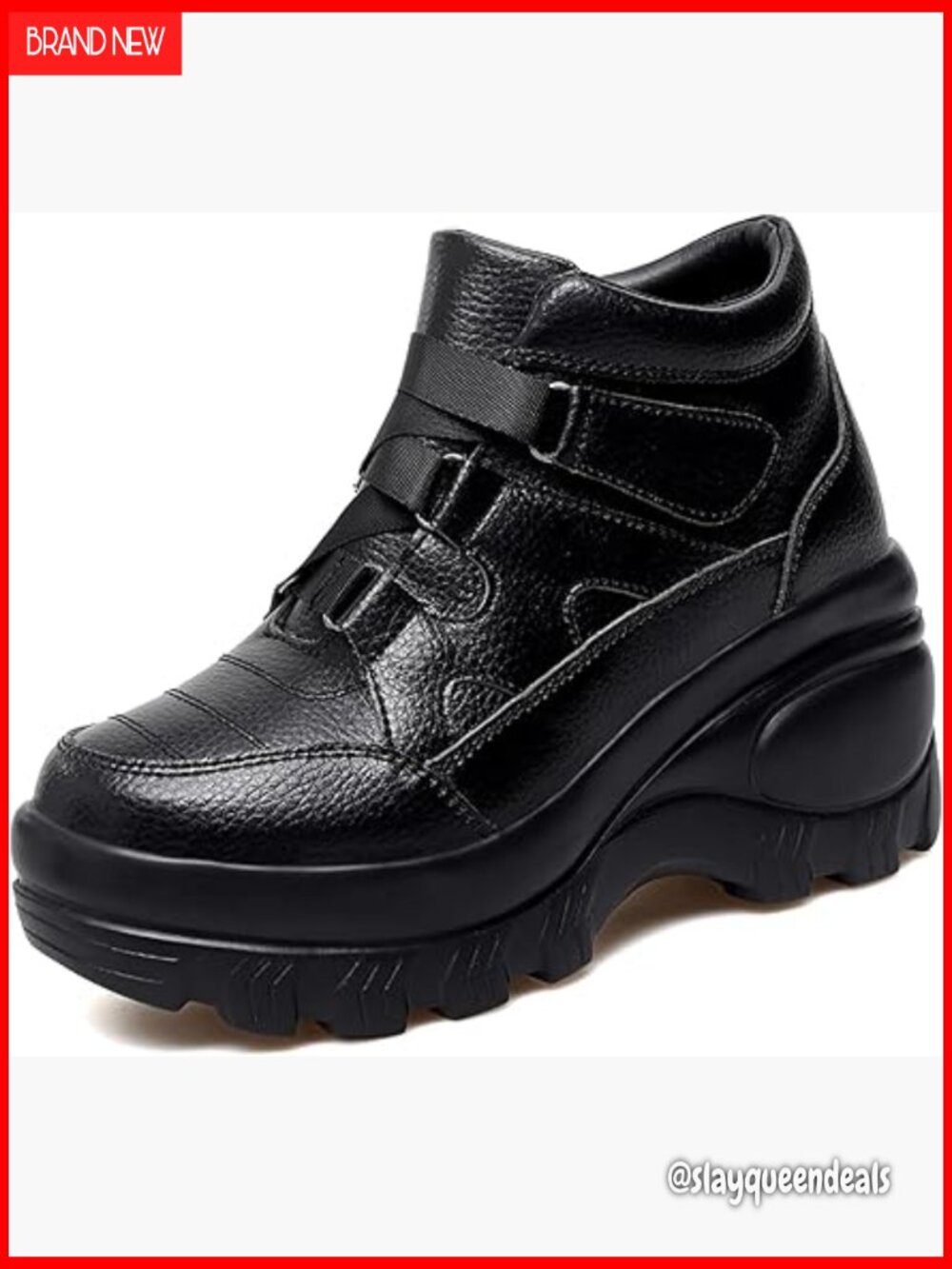 Leather Orthopedic Chunky Platform Ankle Boots Arch Support Wedge Booties